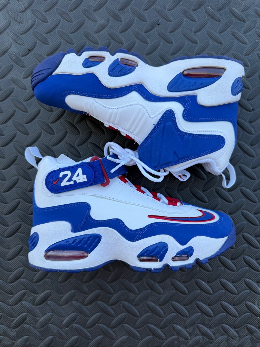 Nike Kids White, Blue and Red High-Top Sneakers with '24' Detail